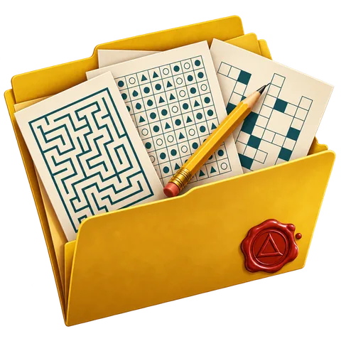 Carpeta de expediente con pasatiempos